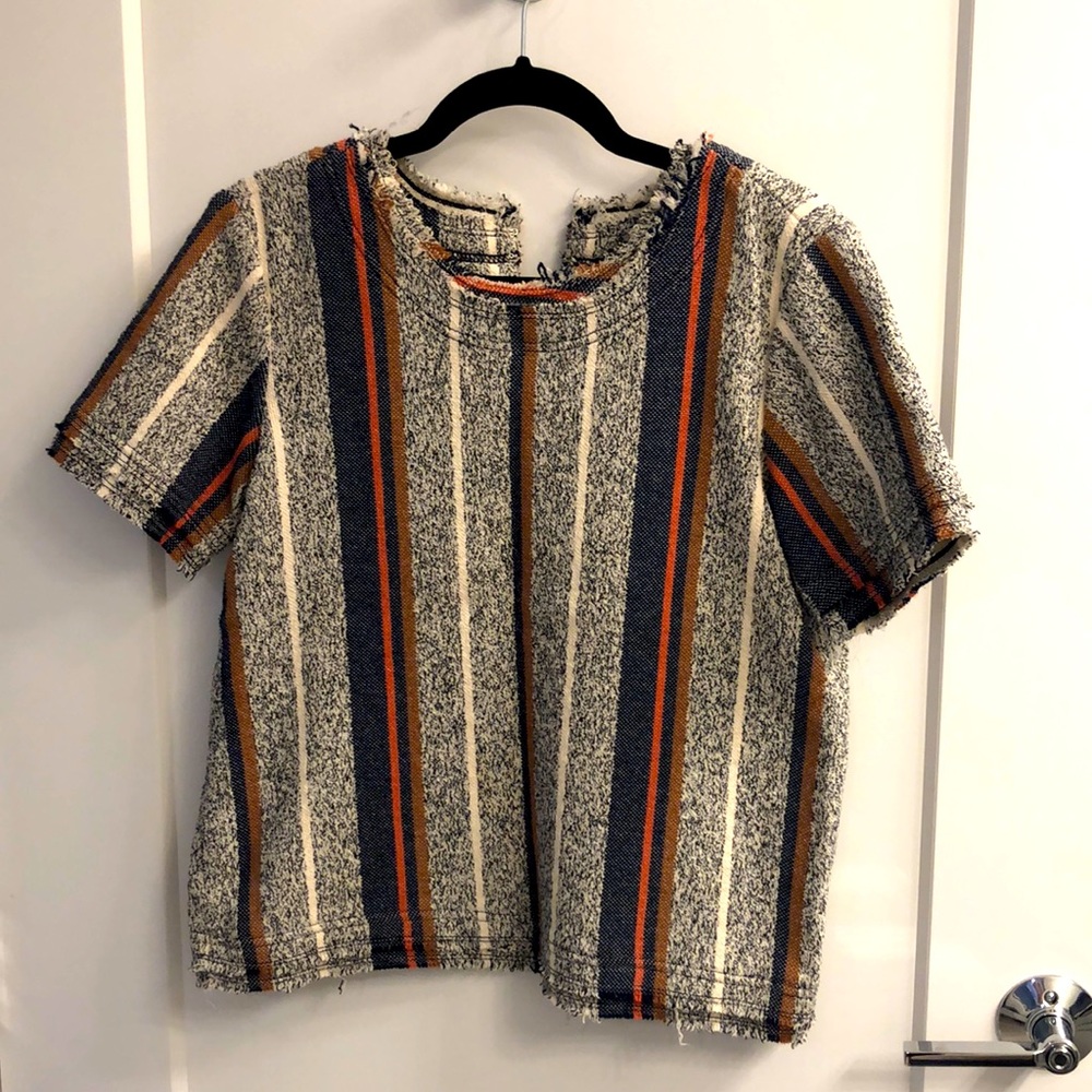 Multicolor print/strip blouse